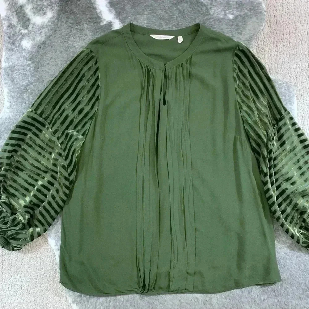 Soft Surroundings Velvet Striped Sleeve Top - Picture 6 of 12